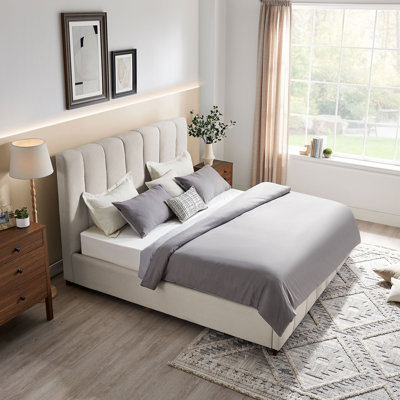 Modern Design Bed Frame Single Bed Size Mercer41 Color White Size Queen